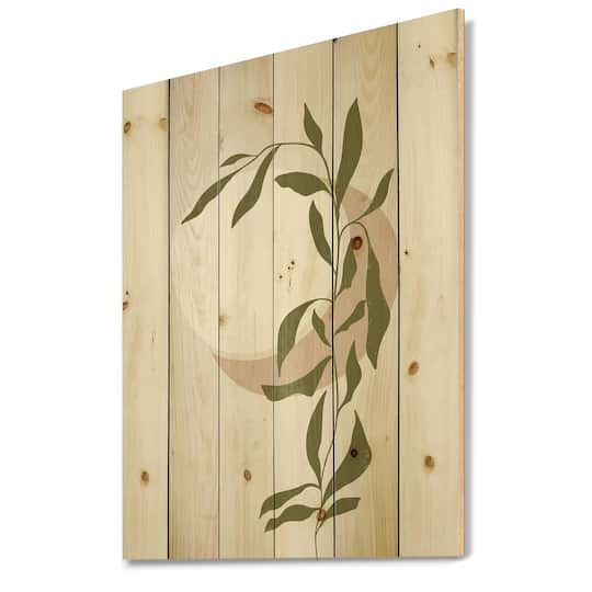 Designart - Abstract Sun and Moon With Green Leaf III